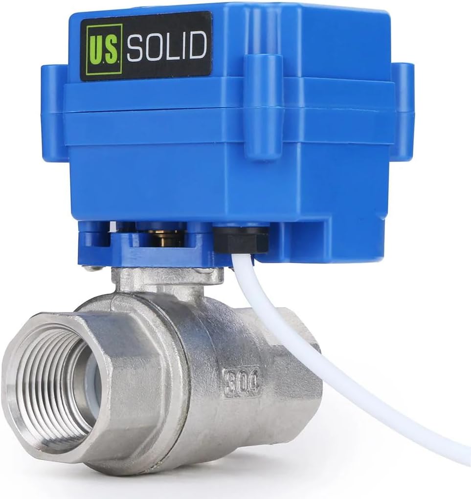 U.S. Solid Motorized Ball Valve- 3/4" NSF Certified 304SS Ball Valve with Full Port, 9-24V AC/DC and 2 Wire Auto Return Setup