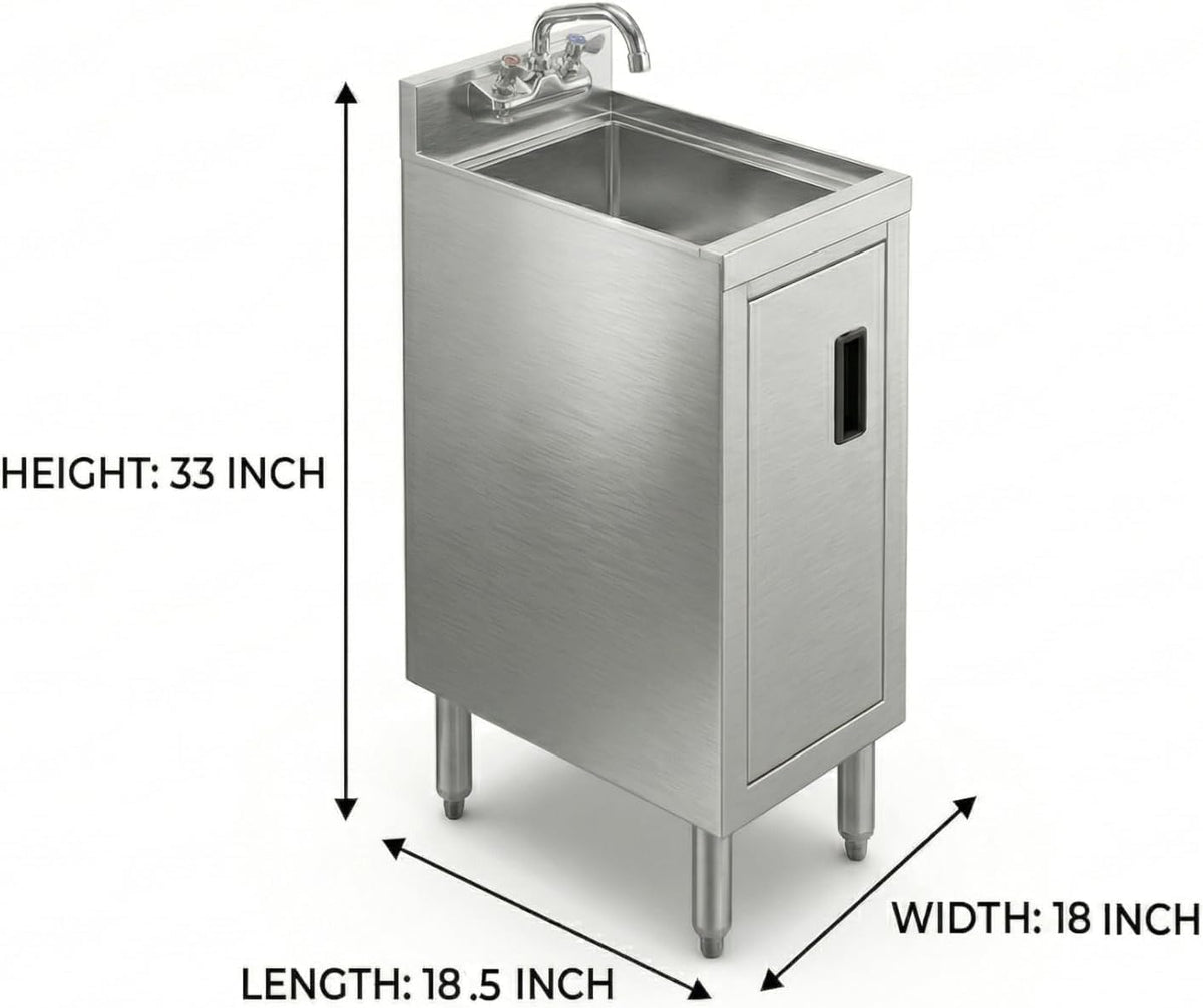 18" x 12" Stainless Steel Underbar Hand Sink Cabinet Base