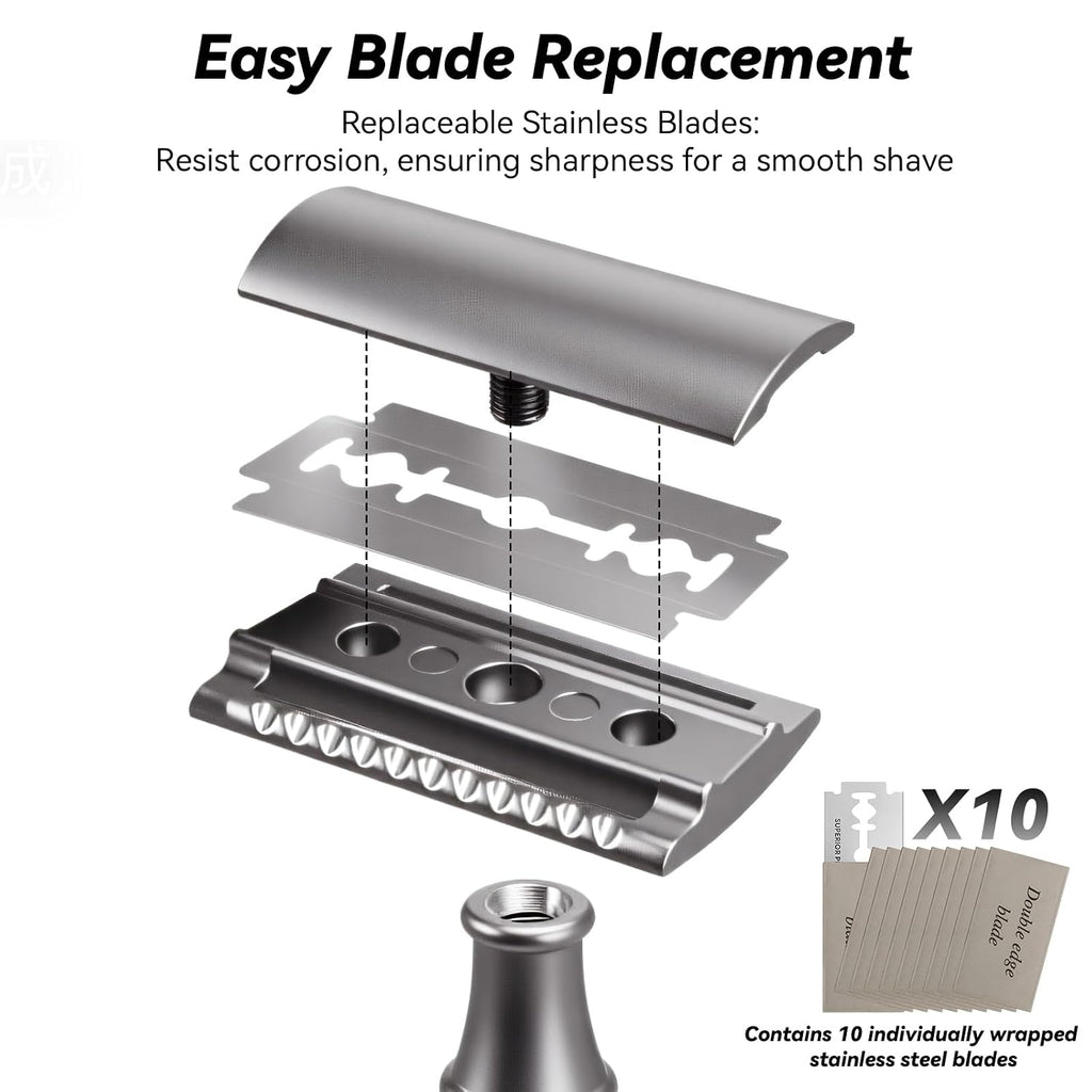 Double Edge Safety Razor: Eco-Friendly Single Blade Razors for Men & Women, 𝐁𝐚𝐦𝐛𝐨𝐨 𝐇𝐚𝐧𝐝𝐥𝐞 Metal Razor for Smooth