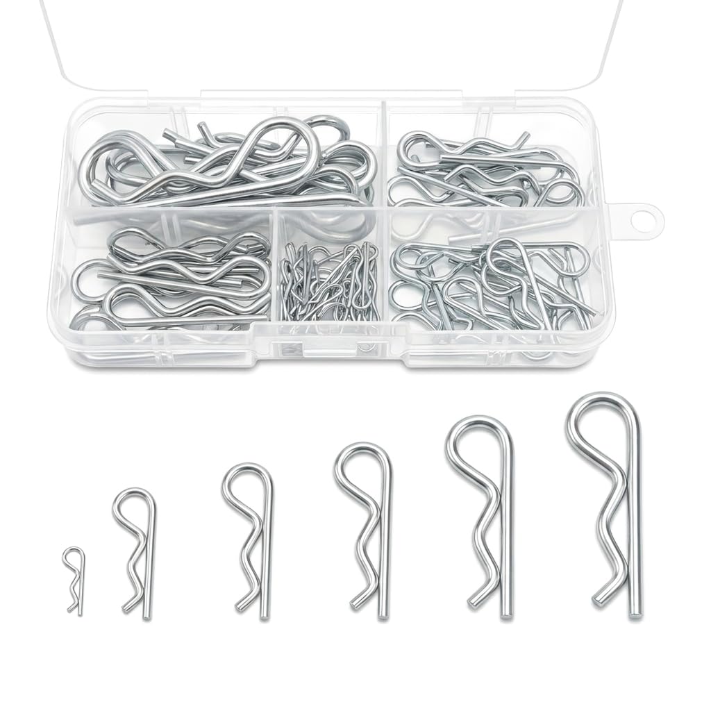 80-Piece Cotter Pins Assortment Kit, Hairpin R Clips in 6 Sizes