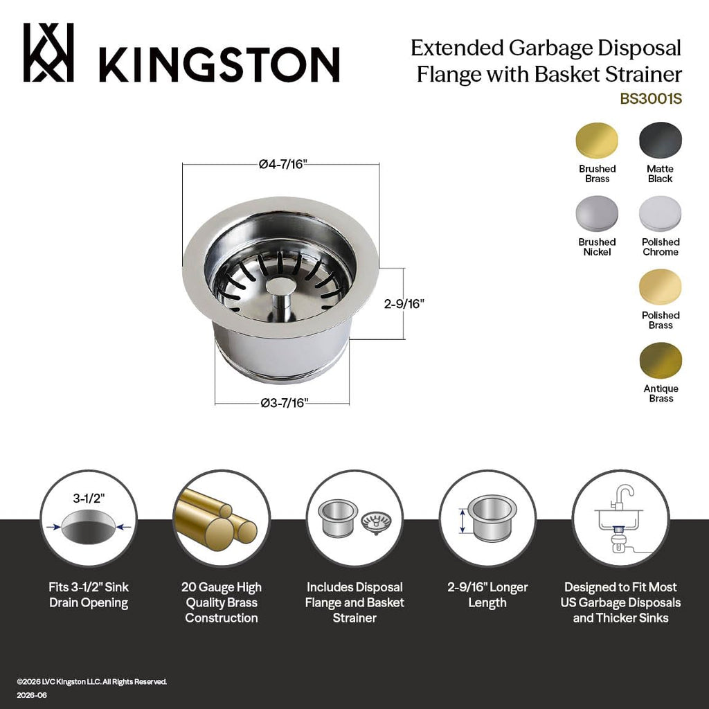 Kingston BS3000S Made to Match Garbage Disposal Flange, Matte Black