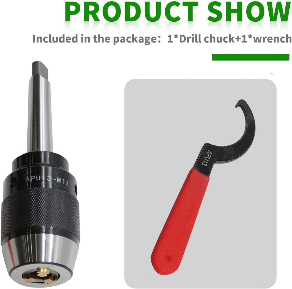 1/64"-1/2" Heavy Duty MT2 Shank Lathe Keyless Drill Chuck
