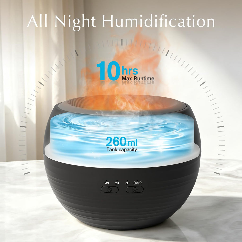 2 Pack Flame Essential Oil Diffuser for Home, 260ml Fire Diffuser