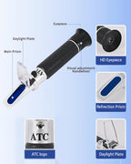 Honey Refractometer,Maple Syrup Hydrometer,Brix Moisture Meter Tester