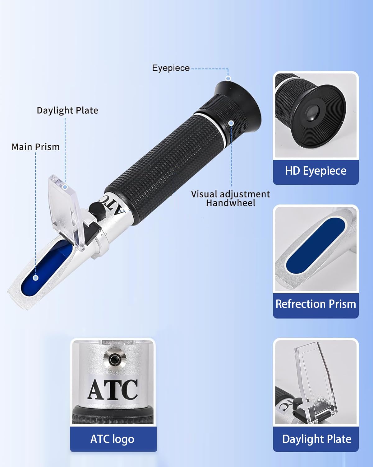 Honey Refractometer,Maple Syrup Hydrometer,Brix Moisture Meter Tester