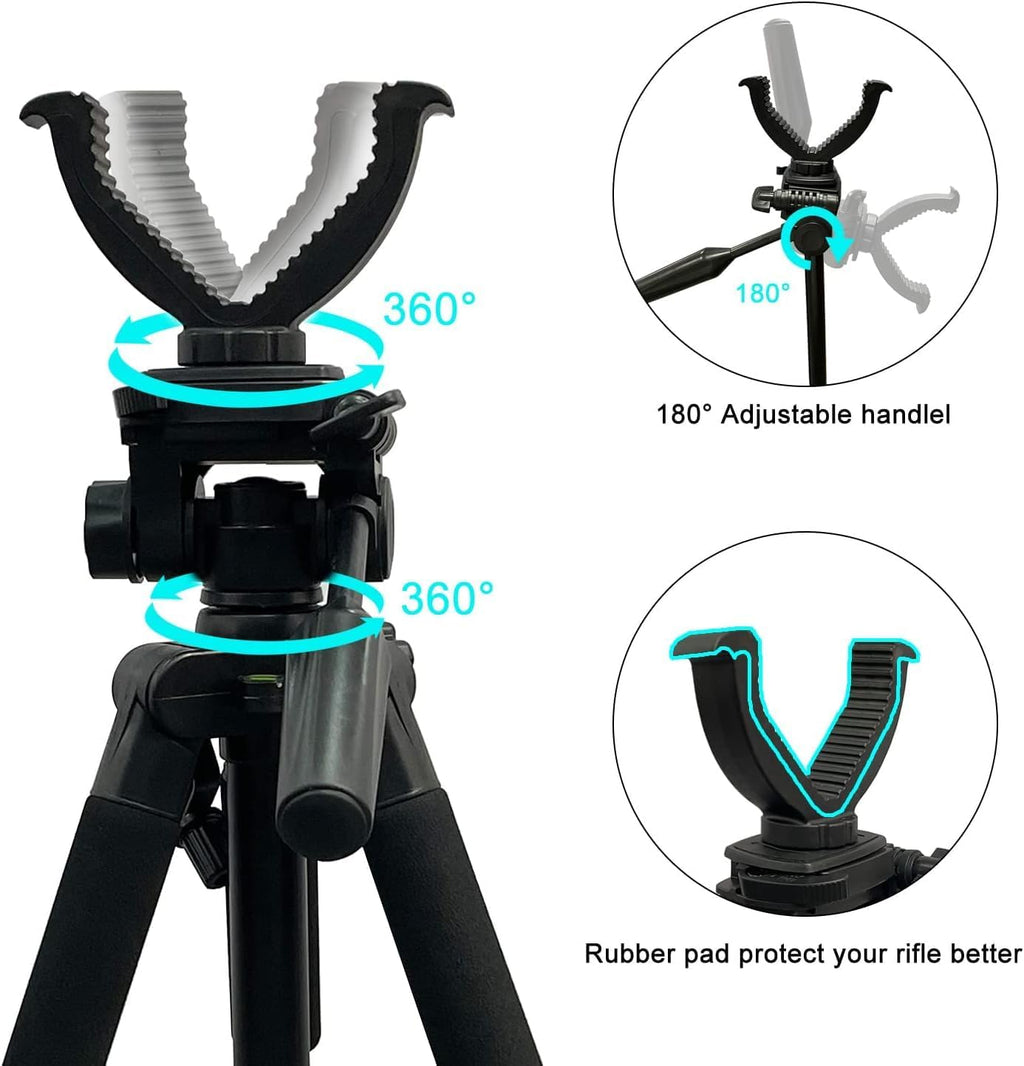 Adjustable Shooting Sticks for Hunting, Lightweight Aluminum 360° Shooting Rest Tripod with Universal V Yoke