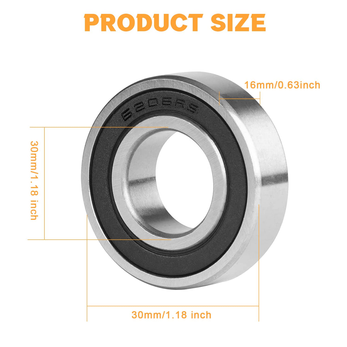 20 Pcs 6206-2RS Double Rubber Seal Bearings 30x62x16mm Deep Groove Ball Bearing High Precision Pre-Lubricated and Stable Performance and Cost Effective