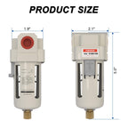 AIRZOE 3/8" NPT Compressed Air Filter, Semi-Auto Drain,0-150psi, AF3000-03