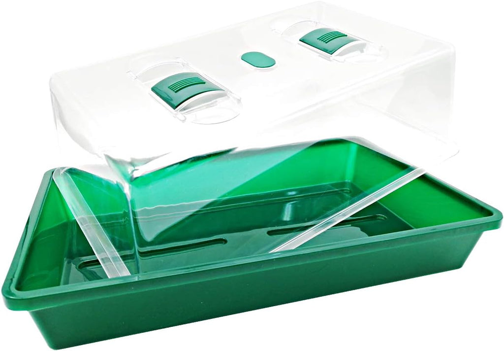 Propagator Tray with Vented Dome, Thick Mini Greenhouse for Seedlings | Large 15 in x 7.1 in Space, Reusable Sturdy