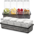 Cocktail Garnish Bar Tray for Bartenders, 4 Containers with Lid