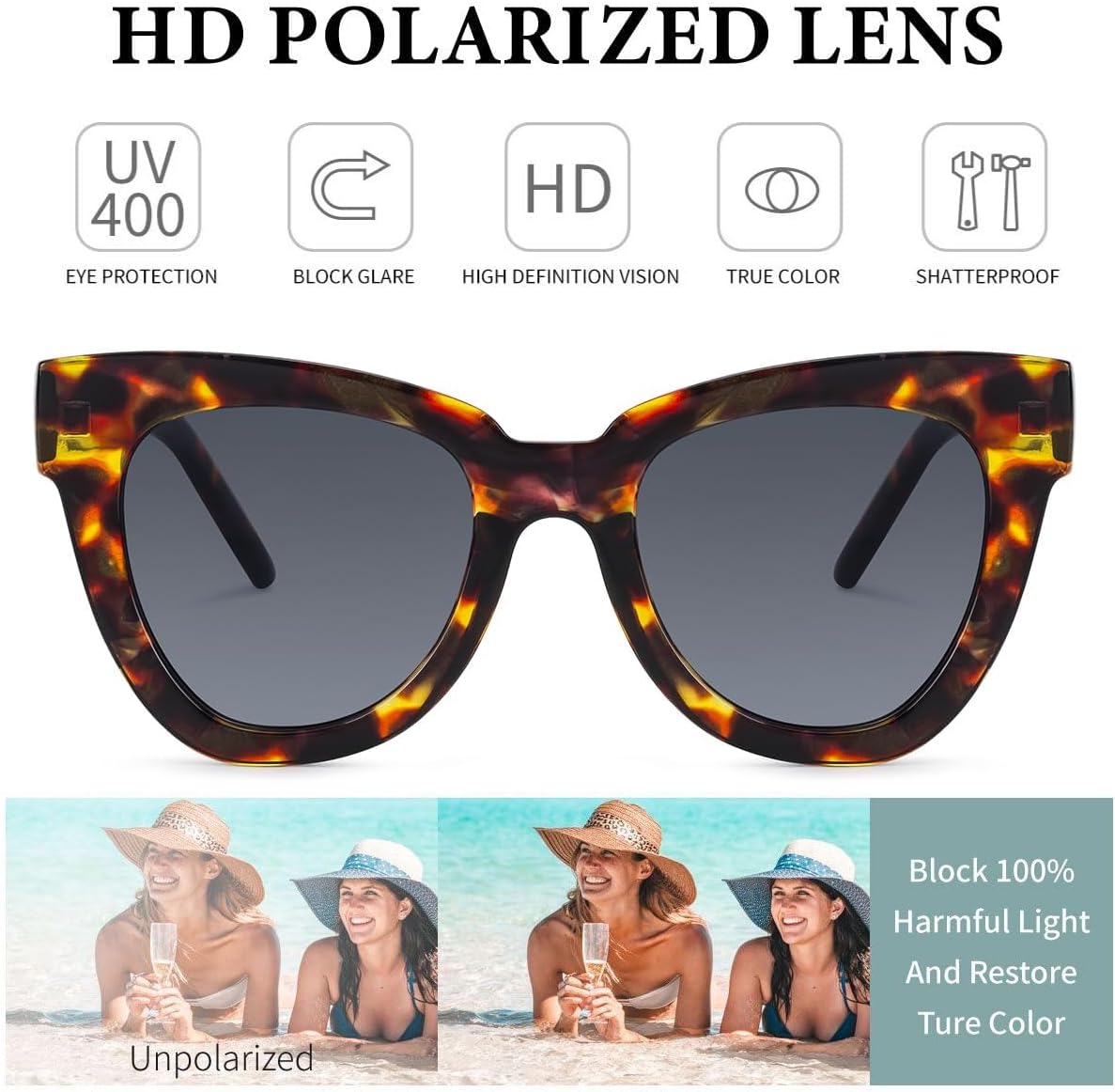 Retro Cat Eye Sunglasses Women Men Vintage Square Tortoise Shell Fashion Cateye Sunglasses