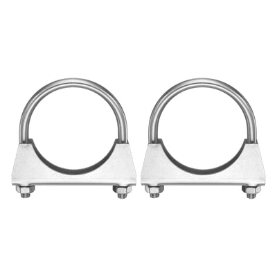 HARFINGTON 2pcs U Bolt Muffler Exhaust Clamp 57mm/2.24" 304 Stainless Steel U-Bolt Clamps Muffler Tip Hook Saddle Exhaust Clip for Tip Pipes Connection