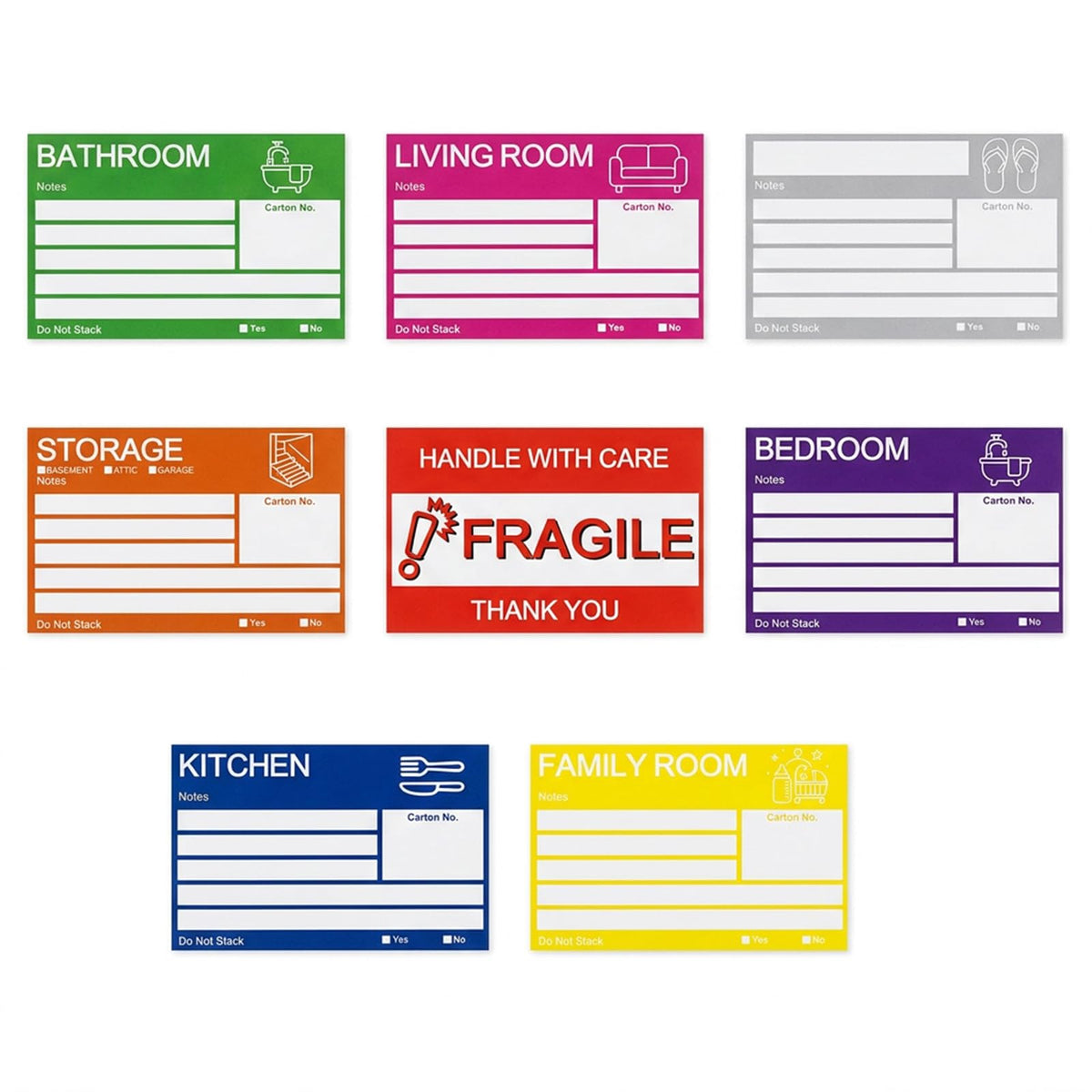 Moving Labels for Boxes,160 Color Coded Writable Moving Labels with Fragile Stickers,6 x 4 Inch Large Packing