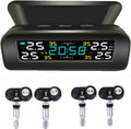 Tire Pressure Monitoring System Wireless Solar TPMS, Tire Pressure Monitor with 4 Sensors Real-time Display