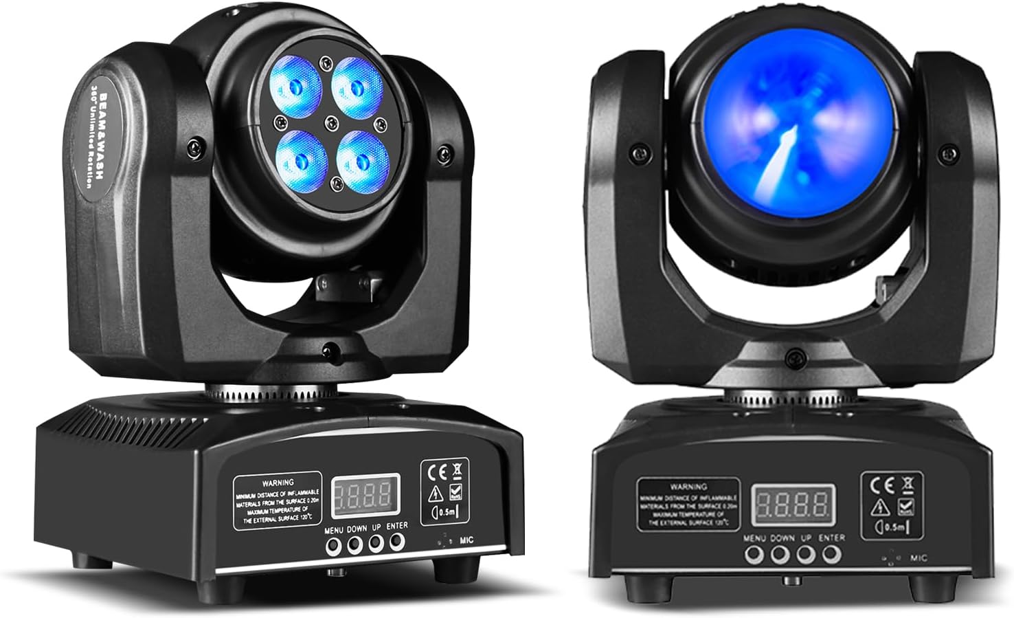 100W LED Moving Head DJ Lights 2-Sides Moving Head Wash & Beam Effect Stage Light RGBW 4-in-1 DMX Sound Active DJ