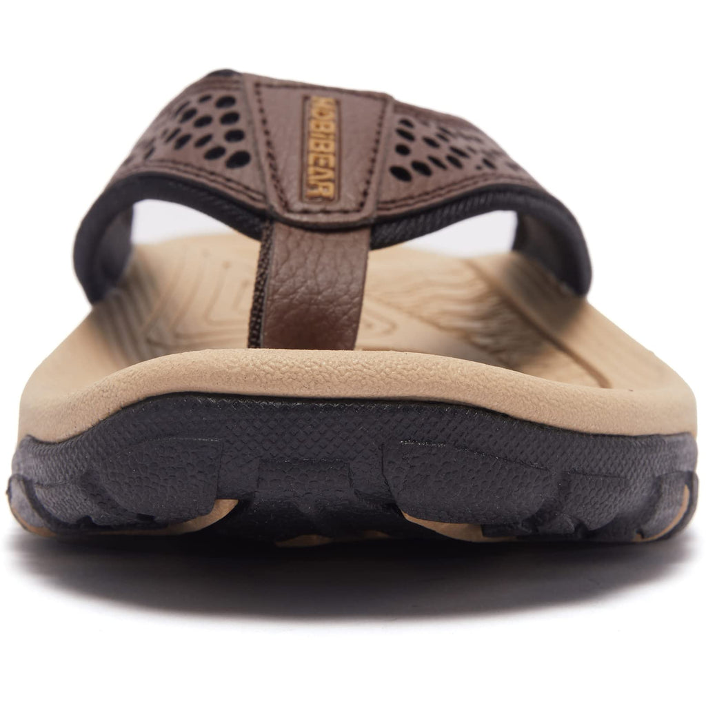 Mens Thong Sandals Indoor and Outdoor Beach Flip Flop Brown/Khaki, 9 Men