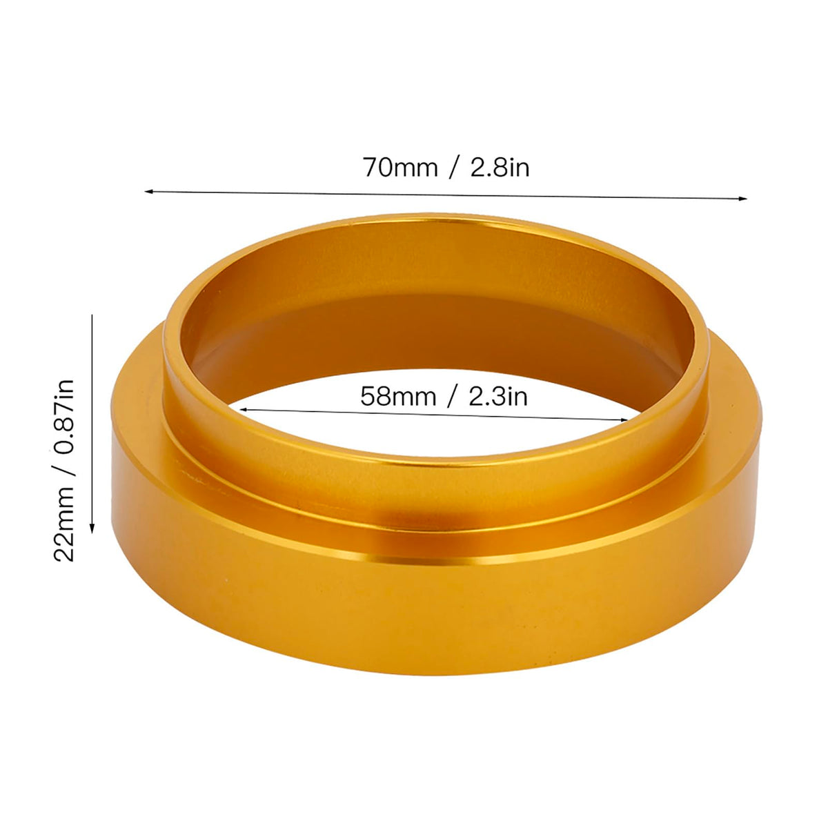 Espresso Dosing Funnel Aluminum Universal Coffee Powder Dosing Coffee Maker Replacement Accessory 58MM (Gold)
