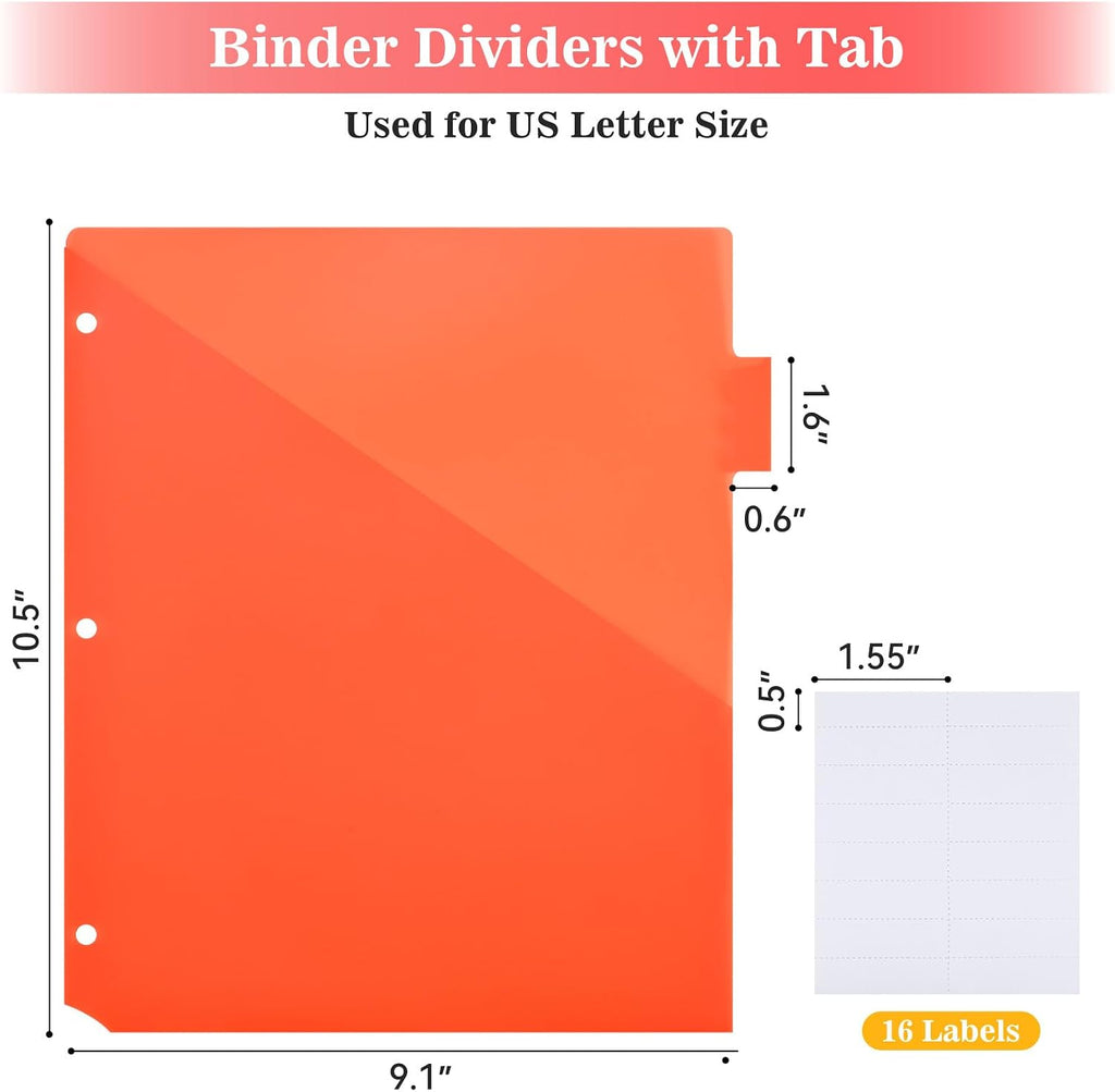 Binder Index Dividers with Tabs, 96 Count 3 Ring Binder Dividers with Pockets, 8 Tab Dividers for 3 Ring Binder