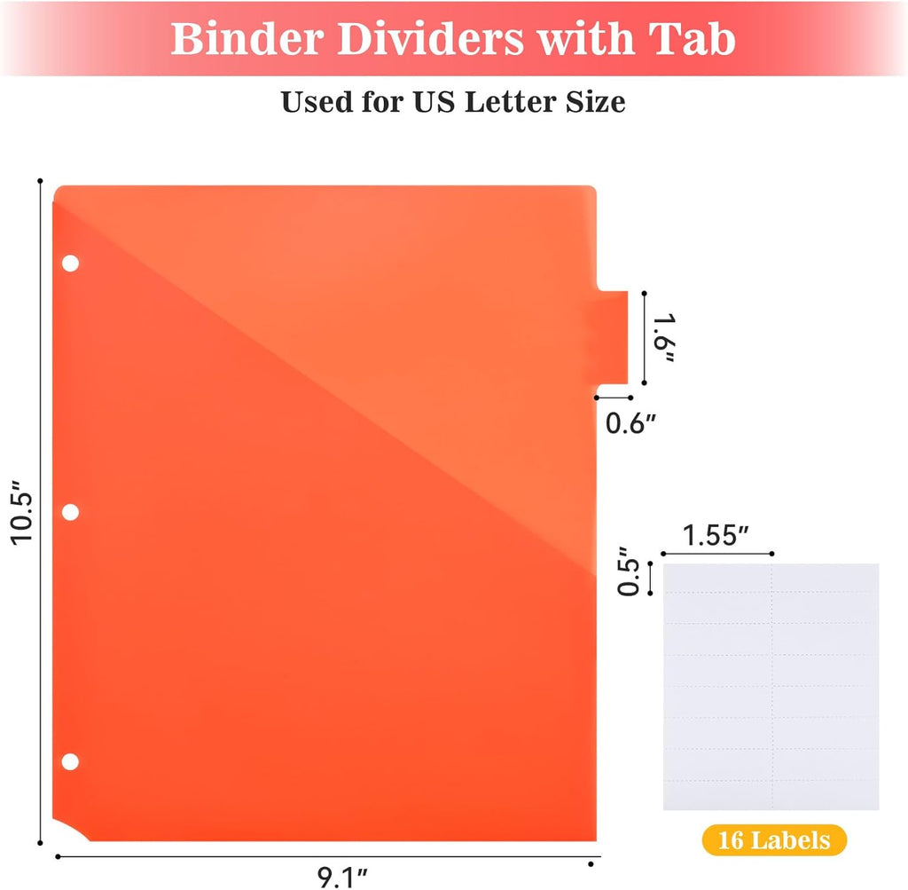 Binder Index Dividers with Tabs, 48 Count 3 Ring Binder Dividers with Pockets, 8 Tab Dividers for 3 Ring Binder