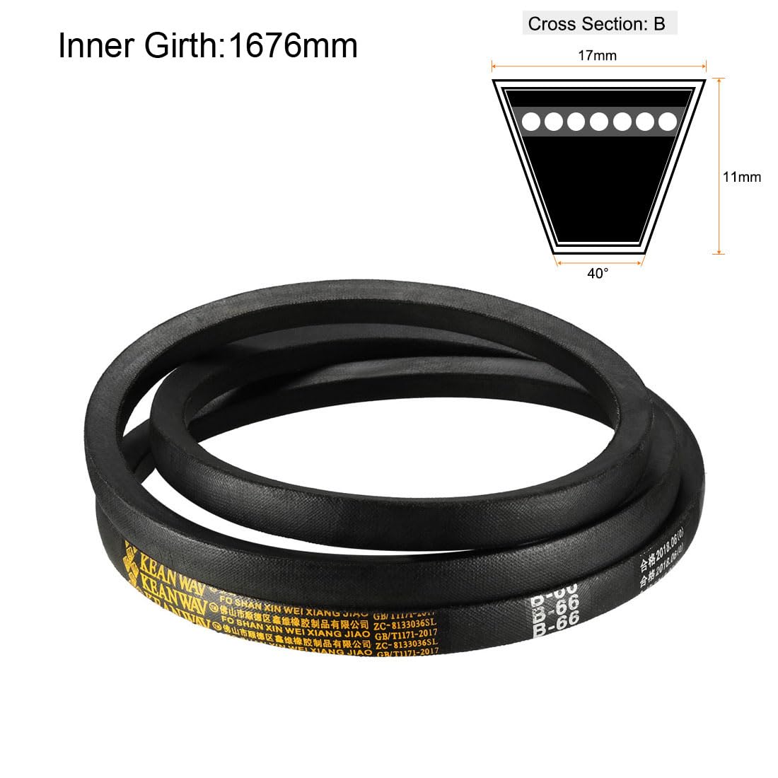 uxcell B-66 V-Belts 66" Inner Length, B-Section Rubber Drive Belt