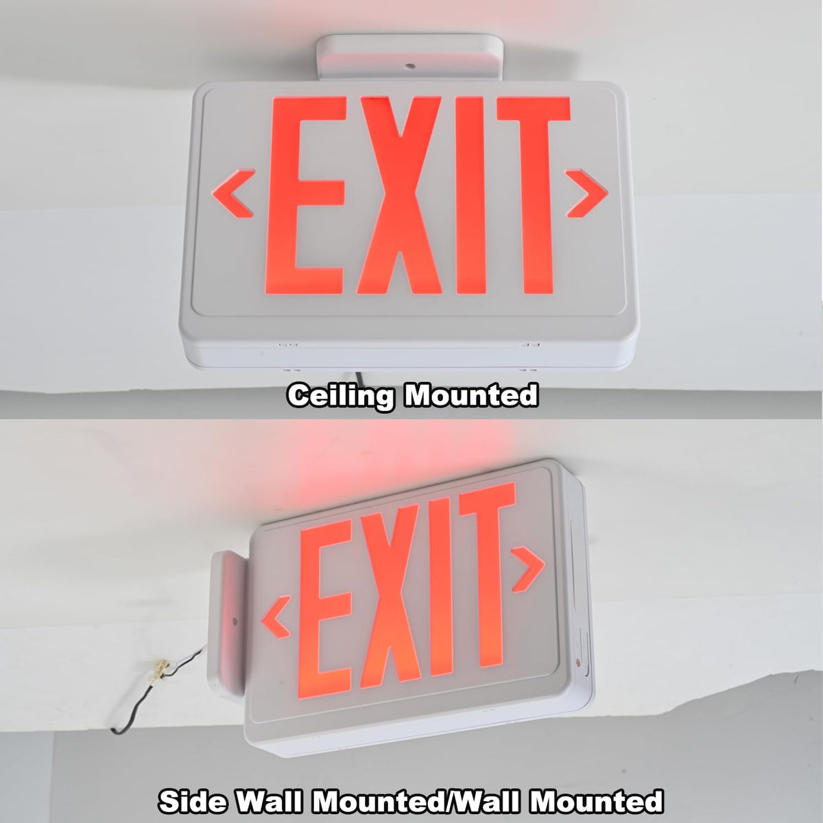 Red LED Exit Sign,4Hours Plug in Cord Emergency Exit Light with Battery Backup for Business,Commerical Emergency