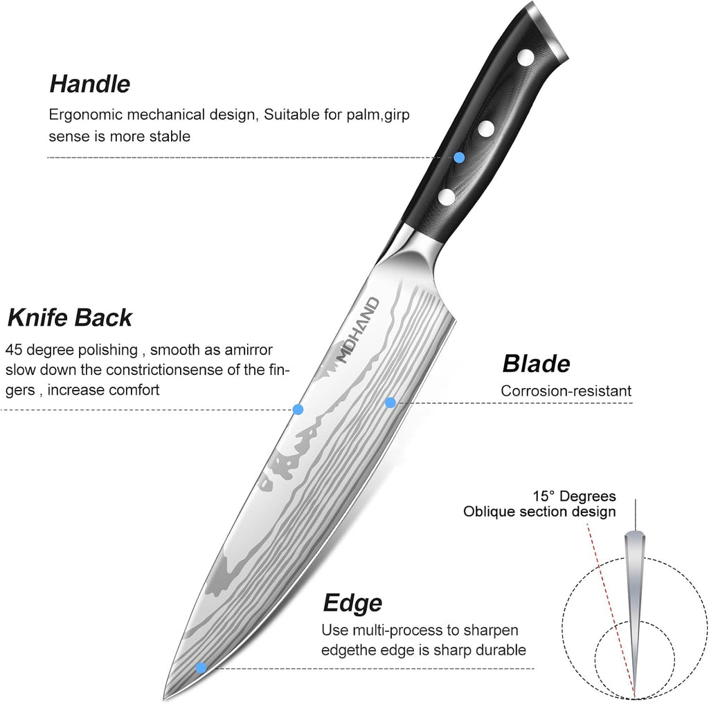 Chef Knife Set with Roll Bag, Sharp Professional Chef Knives Set