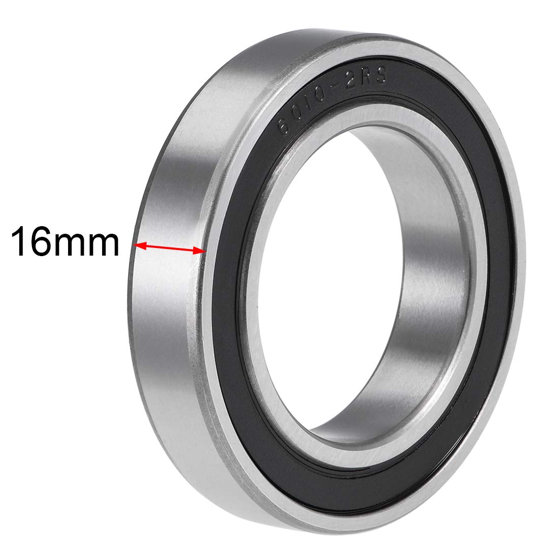 uxcell 6010-2RS Deep Groove Ball Bearings 50mm x 80mm x 16mm Double Sealed Chrome Steel P6(ABEC3)