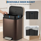 Brown Kitchen Trash Can, 5.3 Gal Stainless Steel Garbage Can