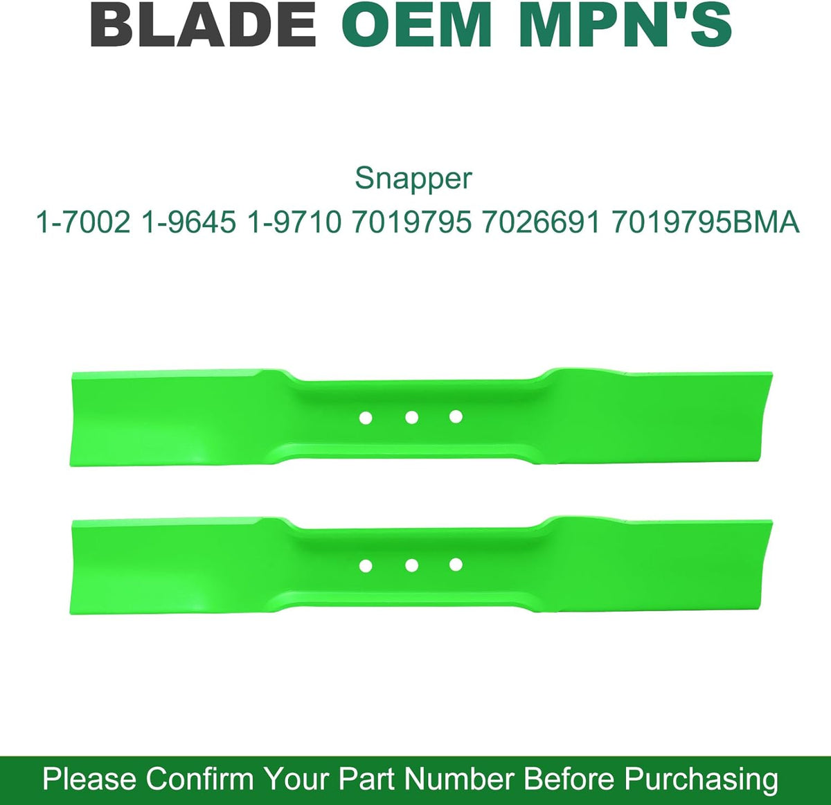 7019795 7026691 7019795BMA 1-7002 1-9645 1-9710 High-Lift Blade - Fits Snapper 21 Inch Walk-Behind Mowers (2 Pack)