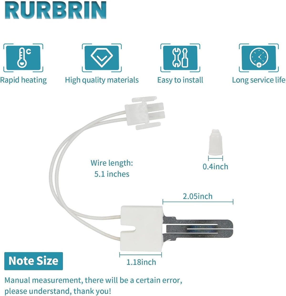 62-22868-93 Hot Surface Furnace Ignitor for Rheem Ruud Weatherking Furnace, Hot Surface Ignitor Replaces 025-32625-000 Norton-271N 62-22868-82 62-22868-93 62-22441-01 62-22868-02