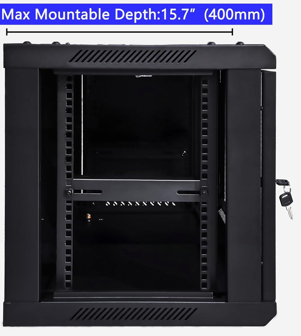 9U Wall Mount Server Cabinet Network Rack Enclosure Locking Glass Door by NETECABLE