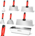 Drywall Tool Kit, 7 Pcs Stainless Steel Set Includes Putty Knife, Taping Knife, Painter Scraper Tool & 12" Mud Pan