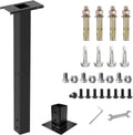 43" Heavy Duty Steel Mailbox Post with Base Plate | 4x4 In Ground Mailbox Posts for Outside, 12x6" Universal Mounting