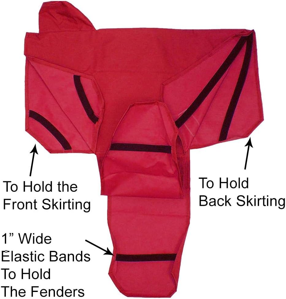 Premium Heavy Duty Waterproof Nylon Western Saddle Cover, 6 Elastic Straps, Fender Protection & Decorative Trim