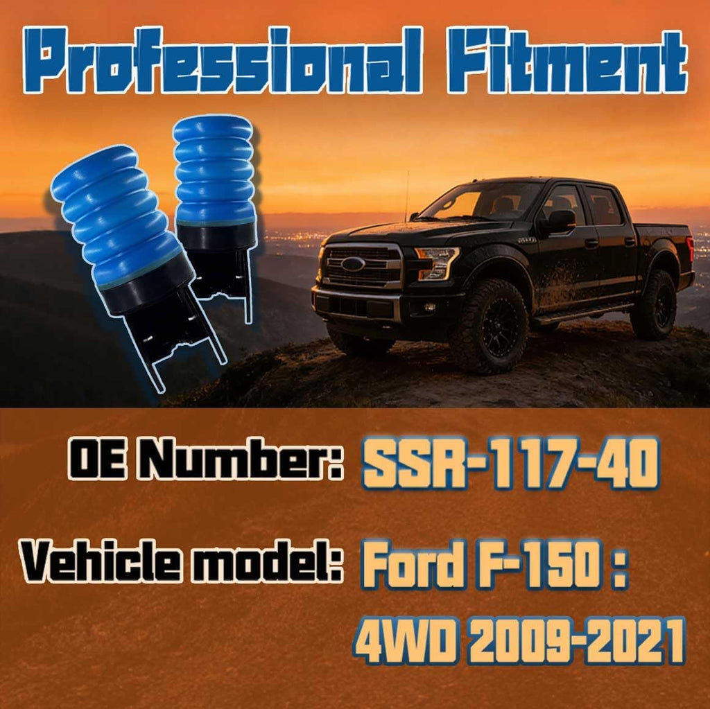 Rear Air Suspension Helper Spring System (Left/Right), Rear Air Helper Spring Kit Compatible With Ford F-150 4wd 2009-2021 Blue SSR-117-40(6,600 lb Load Support).