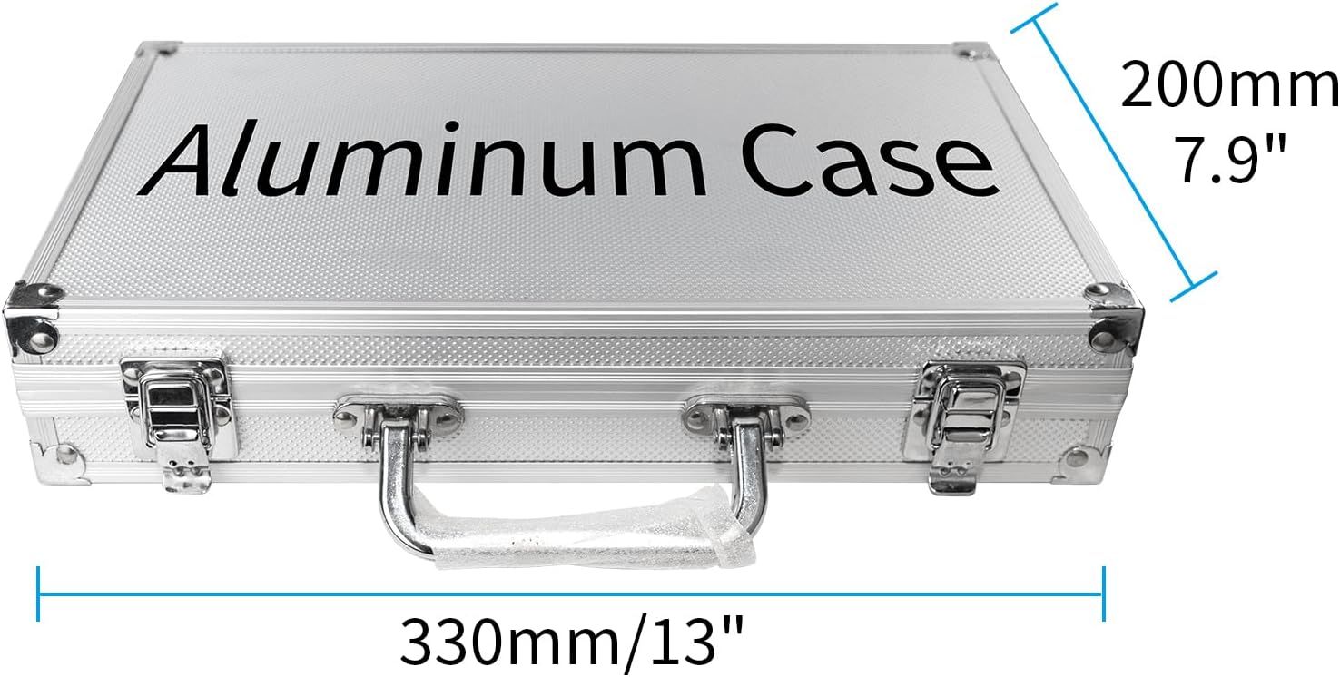 Carbide Tipped Wood Lathe Turning Tool Set with Aluminum Alloy Box | Includes Swan Neck Hollowing Tools and