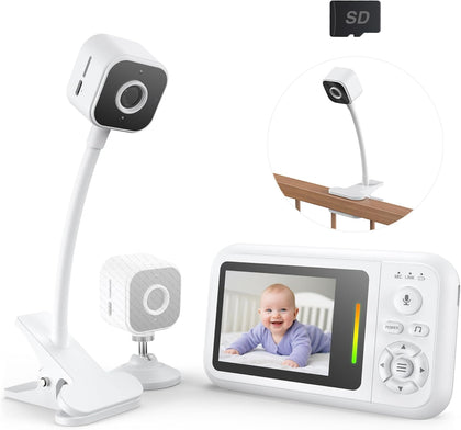 Baby Monitor with Camera and Audio No WiFi + Clip for Crib & Stand | Portable 2.8’’ HD 1080P Video Monitor, 2.4G