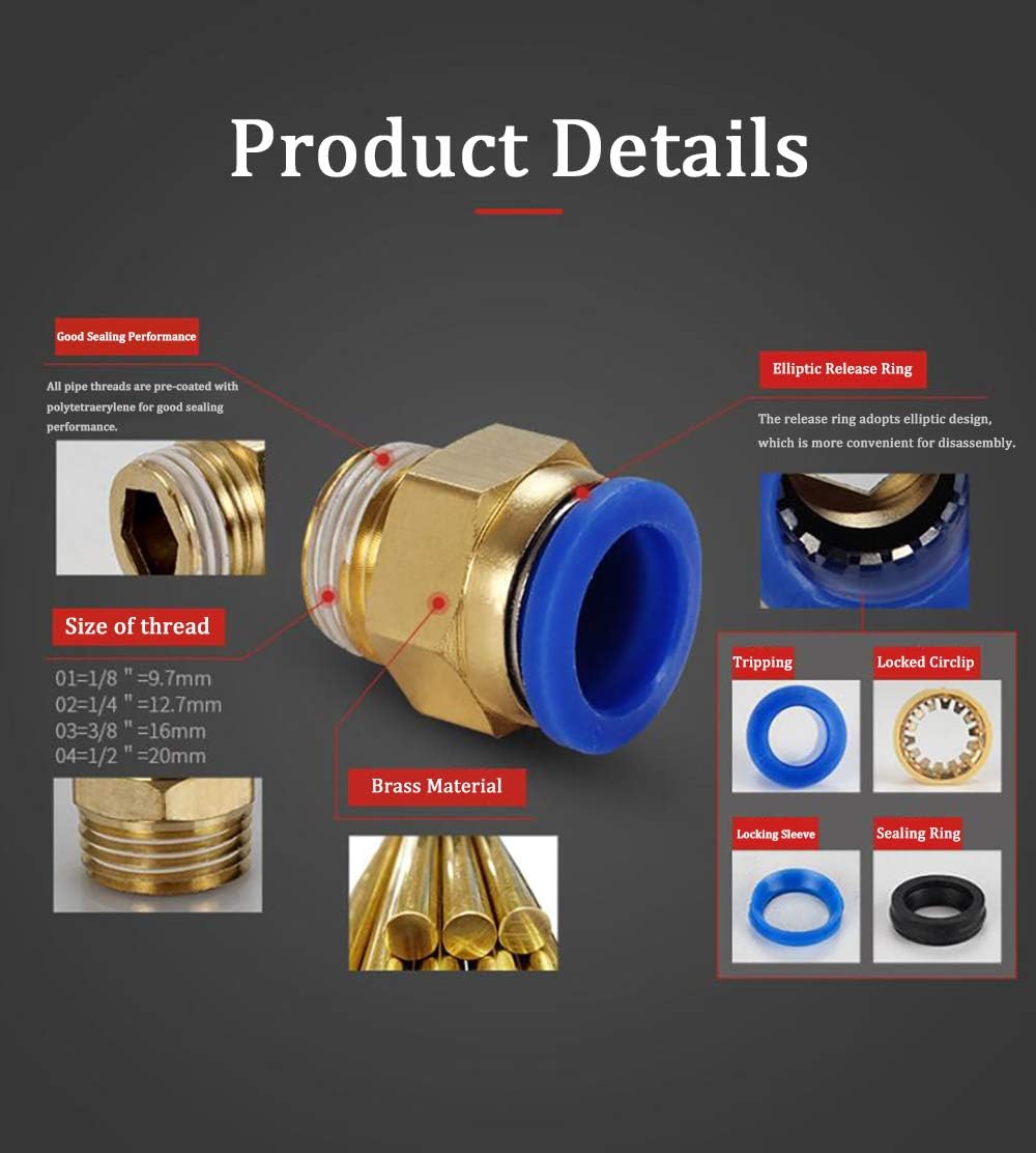 PC6-01 Push to Connect Fittings, 6mm Tube OD x 1/8” G Thread, Straight Pneumatic Quick Fitting Air Line Connector 20Pcs