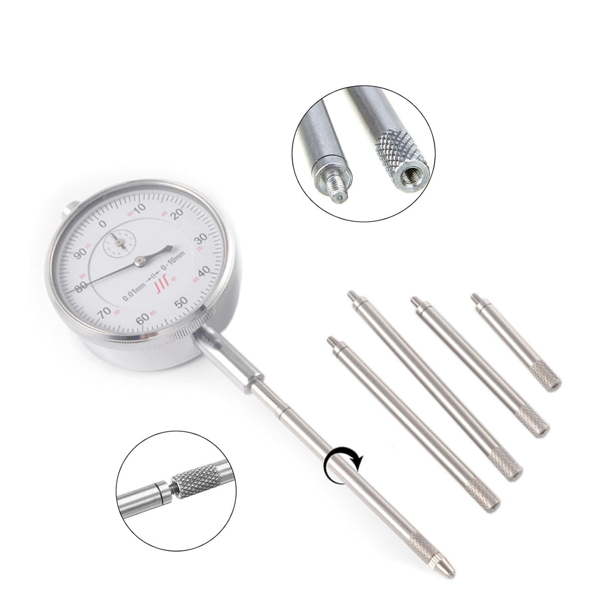 6pcs Dial Indicator Extension Stem Rod, 1",2",3",4",5",6" 4-48 UNF Thread
