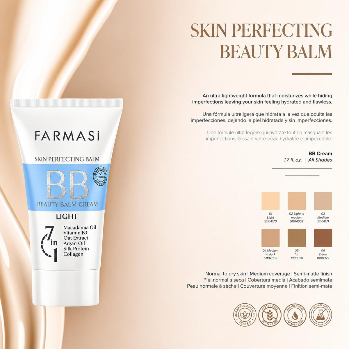 BB Cream, Tinted Moisturizer, Matte Finish, 01 Light, 1.69 fl oz
