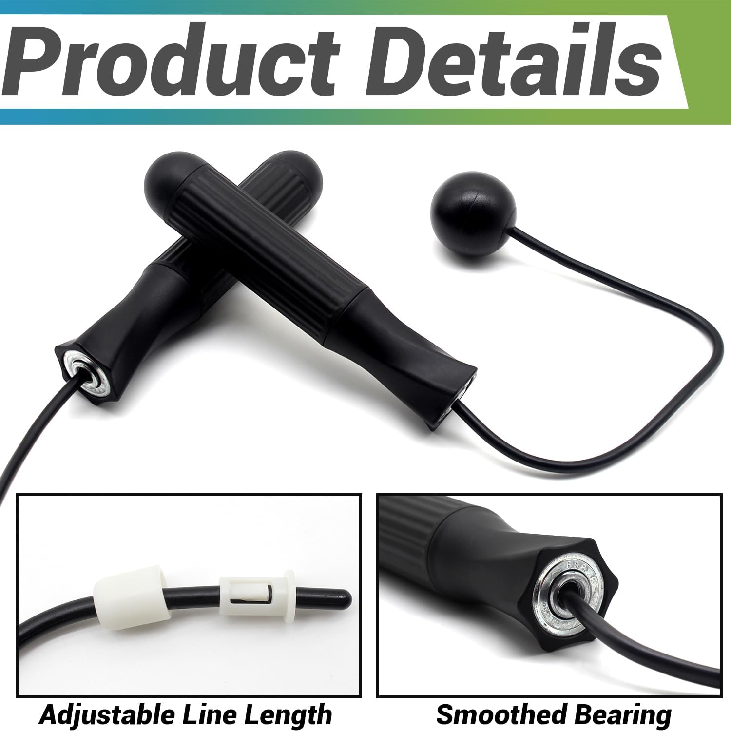 Ropeless Jump Rope Speed Skipping Rope Cordless with 180g Removable Weights for Double Unders, Exercise, WOD, Boxing