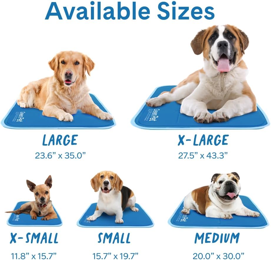 Cool Pet Pad - Medium, Blue - Self-Cooling, Pressure Activated Mat for Dogs & Cats from 21-45 lbs - Non-Toxic Gel, No