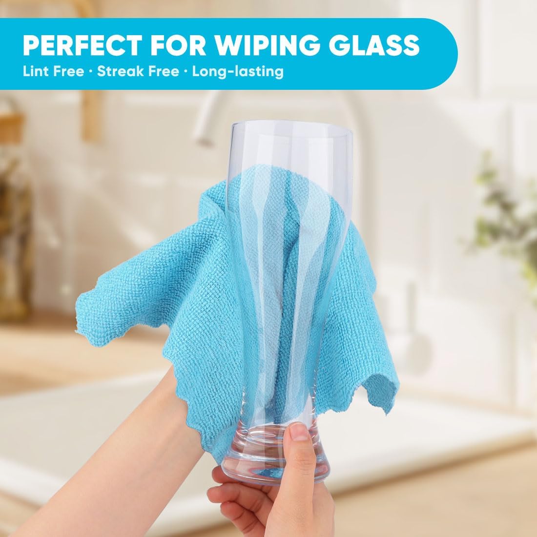 Microfiber Cleaning Cloth, 24 Pack Highly Absorbent Cleaning Rags, Household Cleaning Supplies, Reusable Microfiber