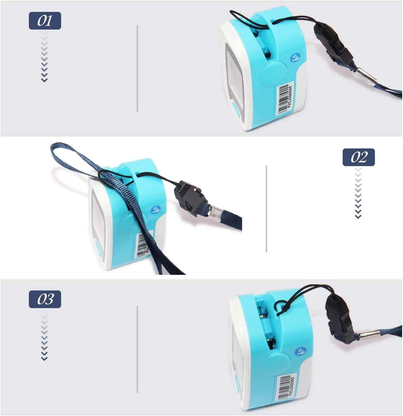 LED CMS50M Pulse Oximeter,SpO2 and PR Value Waveform Blood Oxygen, Neck/Wrist Cord