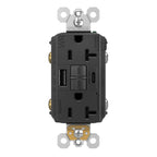 Legrand 20 Amp Hospital Grade GFCI USB Type A/C Wall Outlet Black 1 Pack