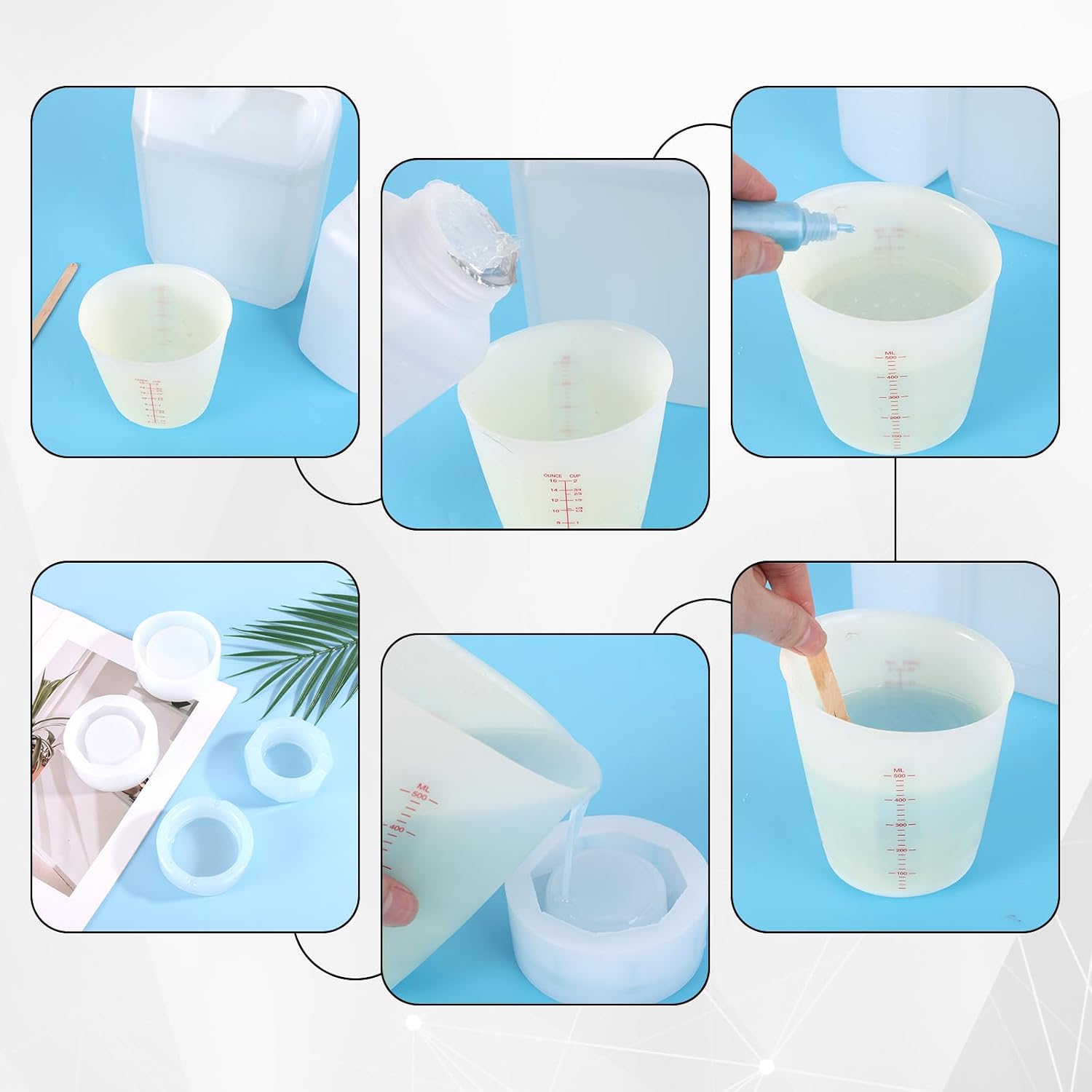 2pcs Silicone Ashtray Resin Molds, Round Circles & Rhombuses Shape | Silicone Casting Molds Epoxy Accessories for Ash