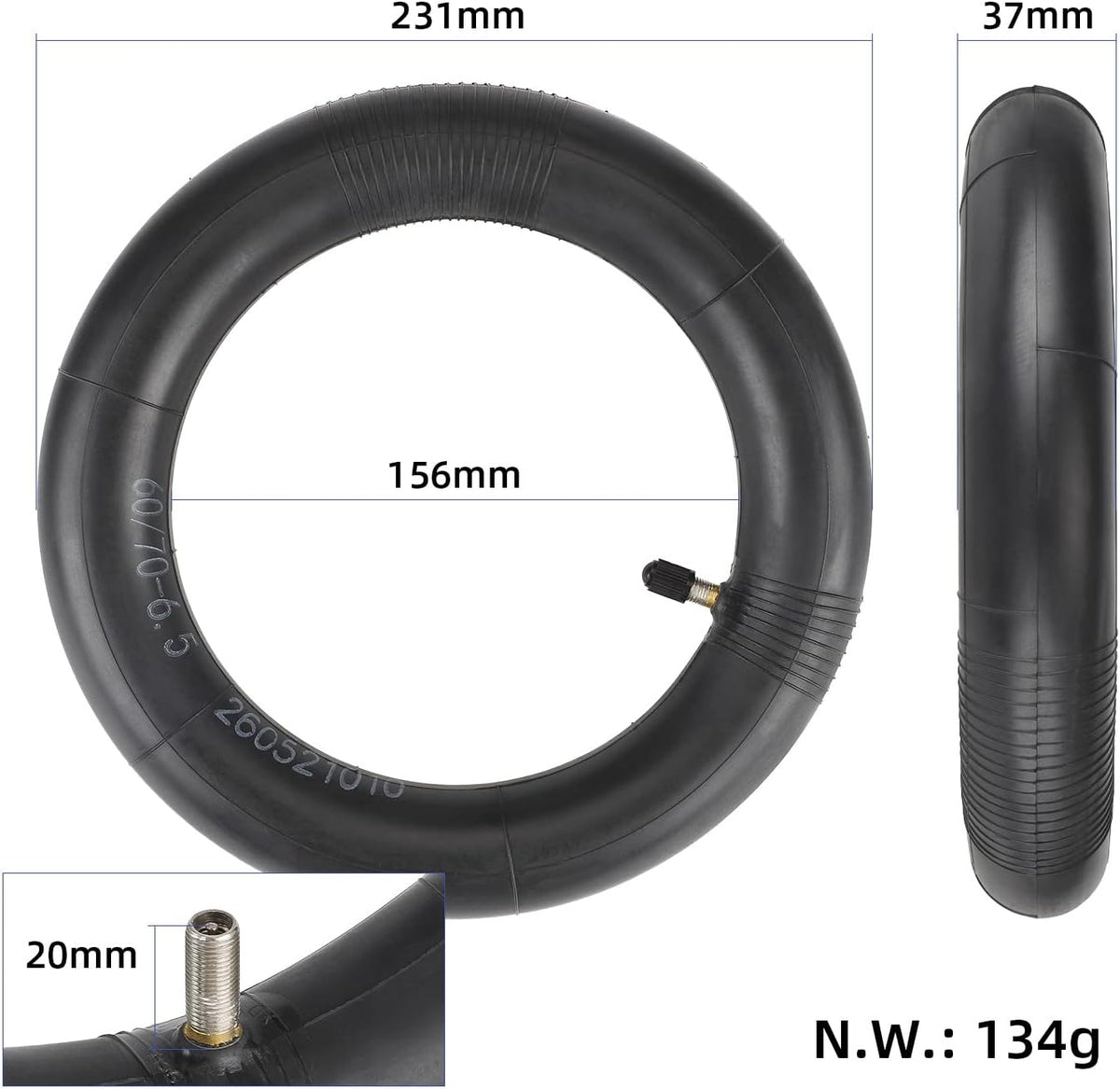 YBang Inner Tube 60/70-6.5 for Segway Ninebot Max G30 / G30E / G30LP / G30D Electric Scooter for 10 Inches Tire Front Rear Anti-Puncture Tire Wheel Replacement Non-Slip