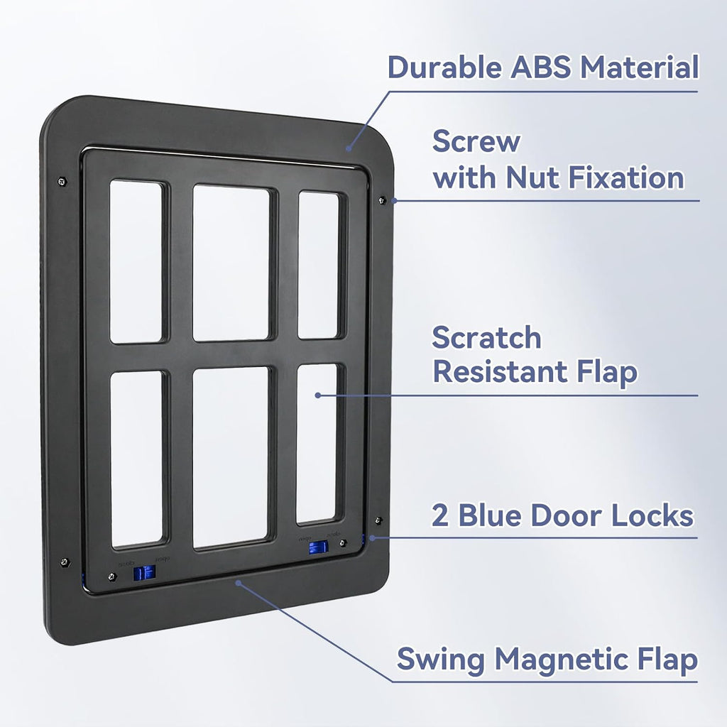 Cat Screen Door, Flap Opening 8.3 x 10.3 inches, Doggie Door for Screen Door, Window Cat Door Magnetic Self-Closing