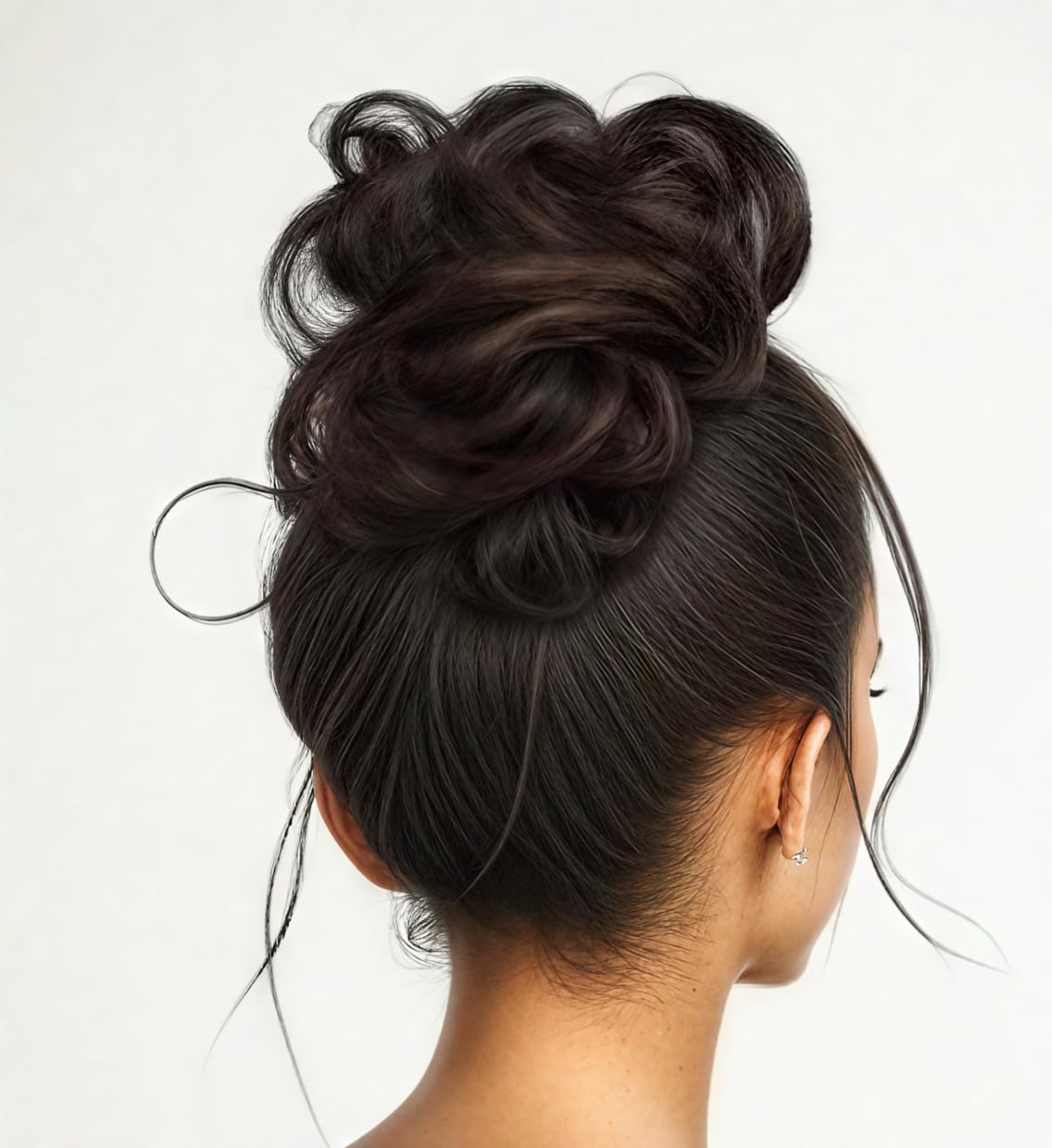 Curly Wavy Messy Bun Hair piece Easy Updo Extensions Claw Clips for Women Girls Dark Brown, Natural Fake Wig Tie