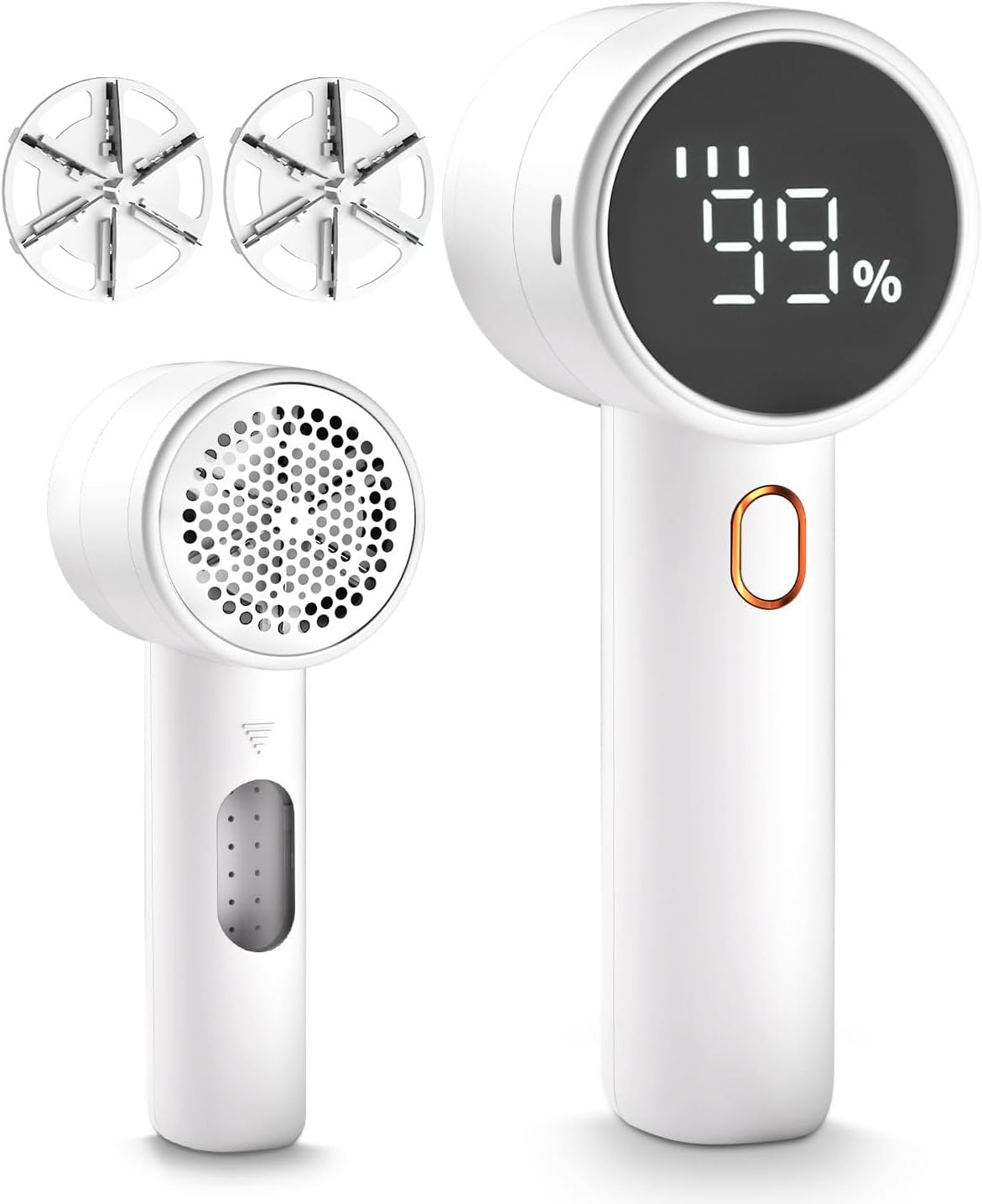 Fabric Shaver, Lint Remover Rechargeable, Electric Portable Sweater Defuzzer with 3 Speeds, 6 Leaf Blades, Digital